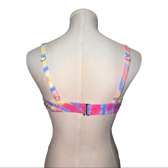 Tommy Hilfiger Tie-Dye Tie-Front Bikini Top Swirl Hot Pink XL NWT - Picture 3 of 9